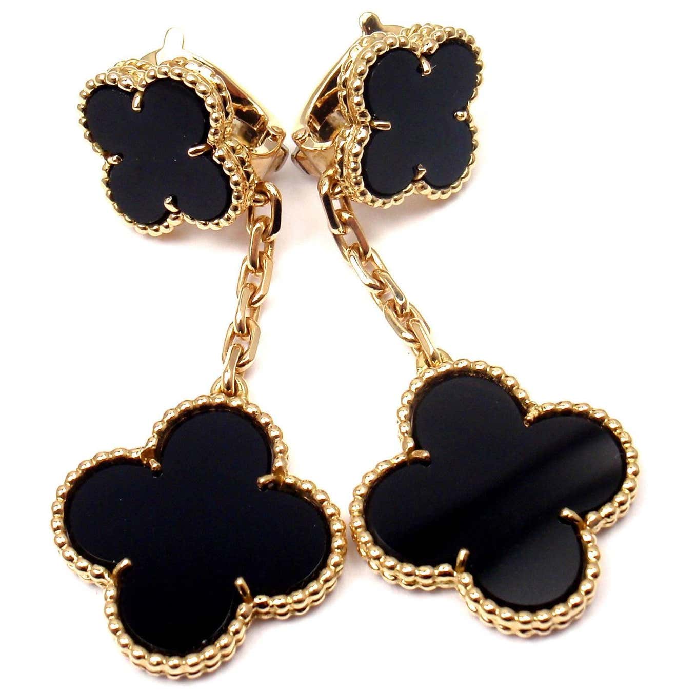 CLOVER 2 MOTIFS GOLD EARRINGS