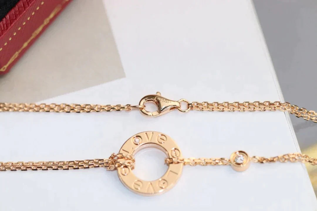 LOVE NECKLACE ADJUSTABLE ROSE GOLD 2 DIAMOND