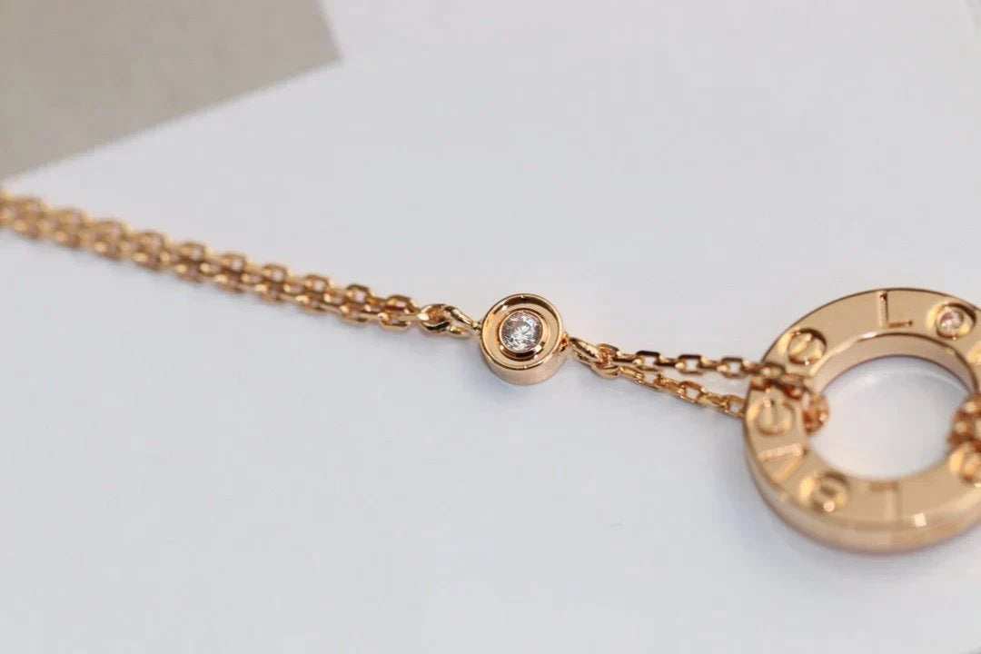 LOVE NECKLACE ADJUSTABLE ROSE GOLD 2 DIAMOND