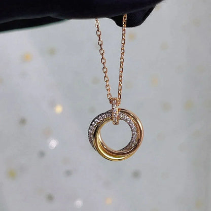 TRINITY NECKLACE SILVER GOLD PINK GOLD DIAMONDS