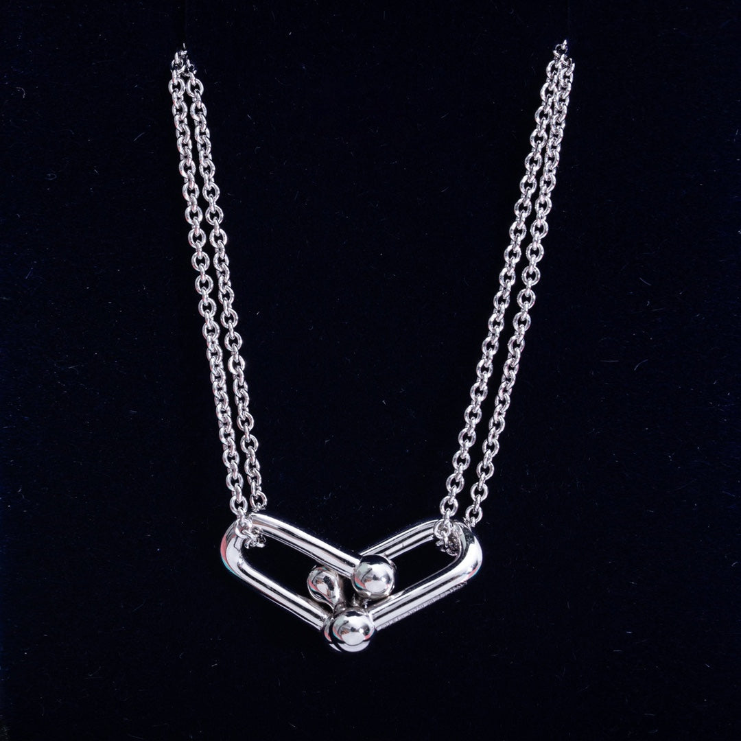 HARDWEAR DOUBLE LINK PENDANT SILVER NECKLACE