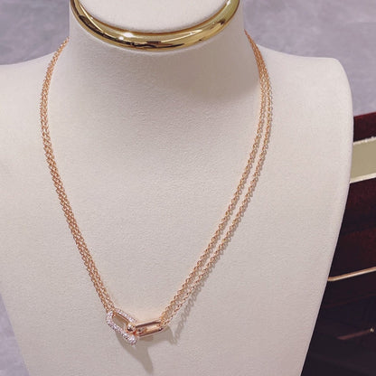 HARDWEAR DOUBLE LINK PENDANT PINK GOLD DIAMOND NECKLACE