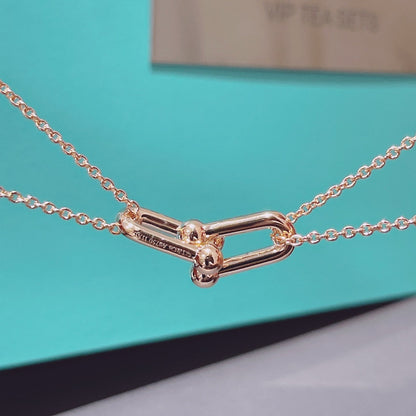 HARDWEAR DOUBLE LINK PENDANT PINK GOLD NECKLACE