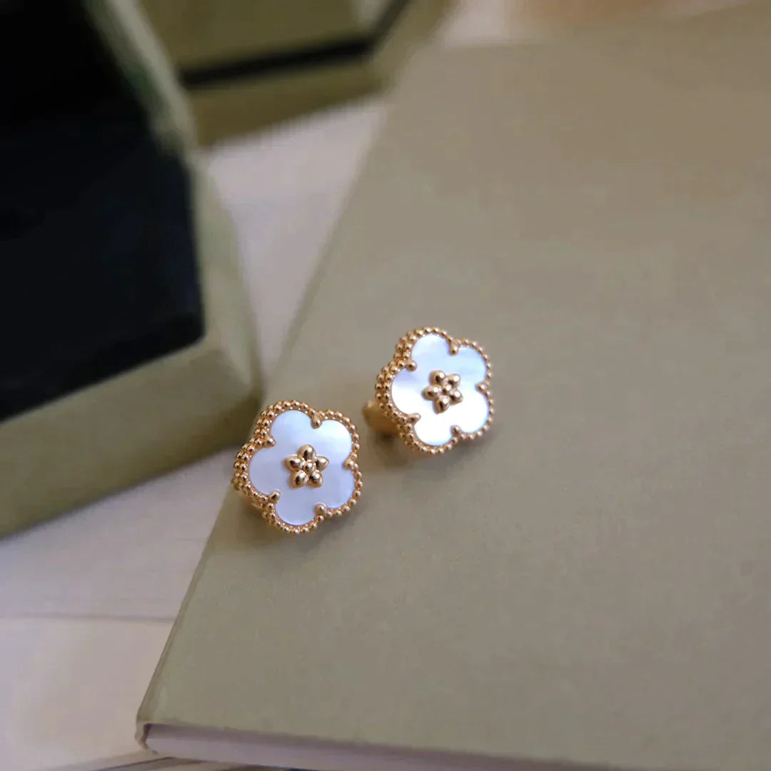 LUCKY PINK GOLD WHITE MOP EARRINGS