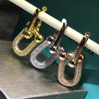 HARDWARE DROP EARRINGS DOUBLE LINK DIAMOND