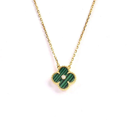 CLOVER CLOVER PENDANT MALACHITE GOLD NECKLACE