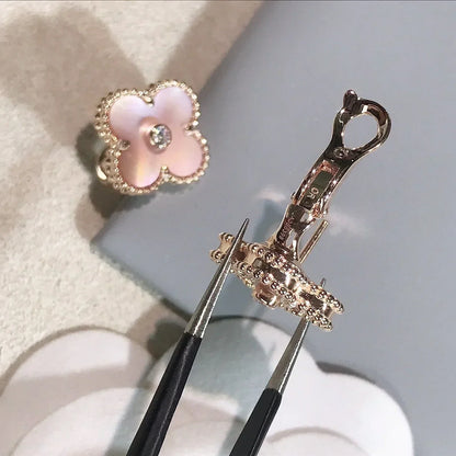 CLOVER GOLD PINK MOP EARRINGS