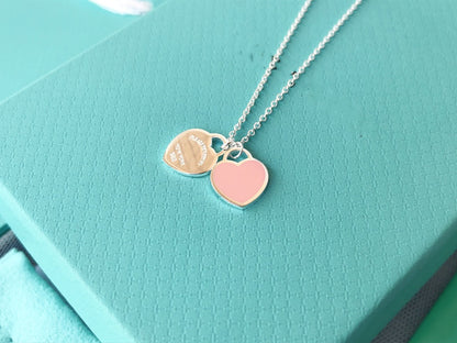 DOUBLE HEART PENDANT SILVER NECKLACE