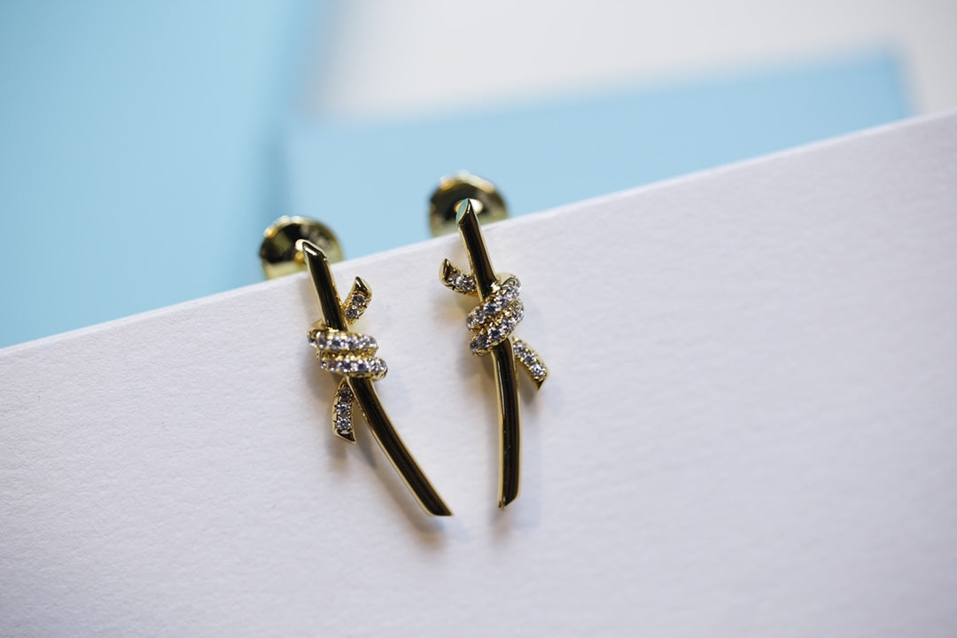 KNOT EARRINGS GOLD DIAMOND