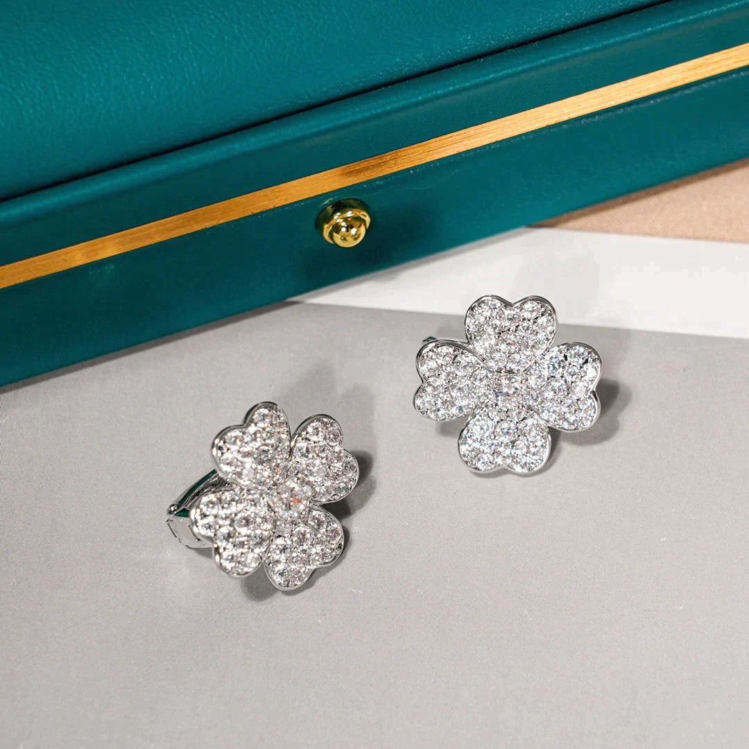 CLOVER EARRINGS SILVER DIAMOND