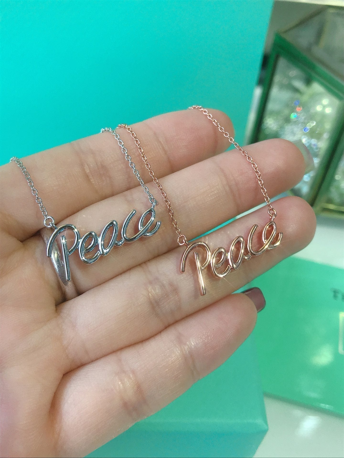 PEACE TEXT PENDANT NECKLACE