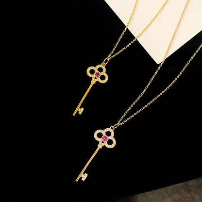 FLORET KEY PENDANT NECKLACE PINK DIAMOND