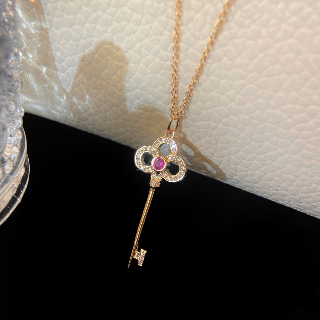 FLORET KEY PENDANT NECKLACE PINK DIAMOND