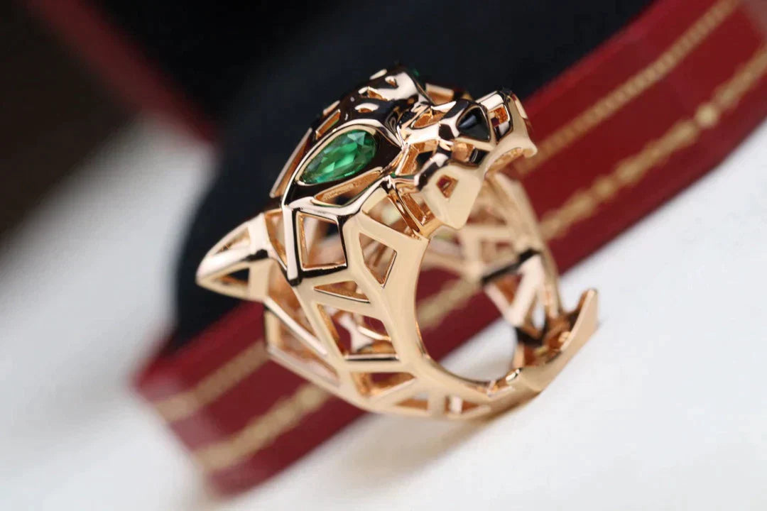 PANTHERE 31MM RING ONYX AND TSAVORITE GARNETS