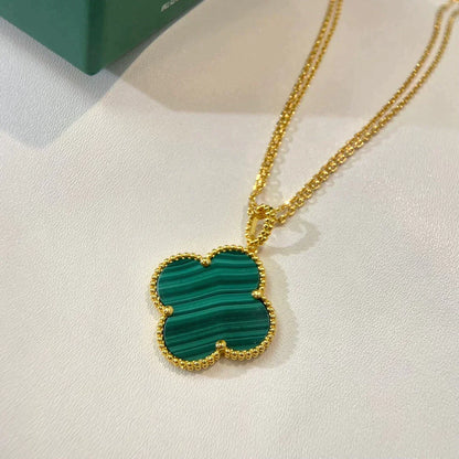 CLOVER MALACHITE GOLD NECKLACE