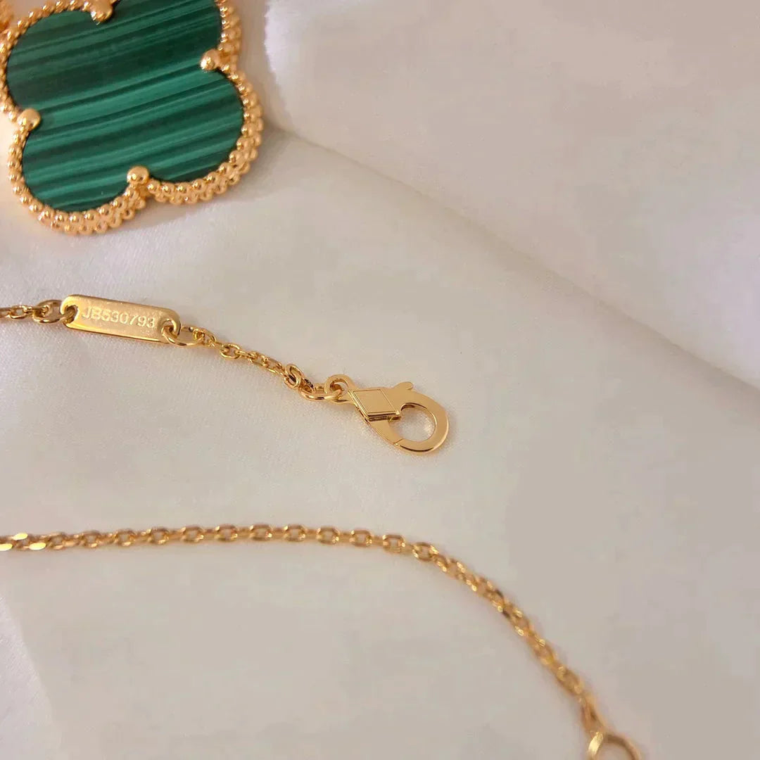 CLOVER MALACHITE GOLD NECKLACE