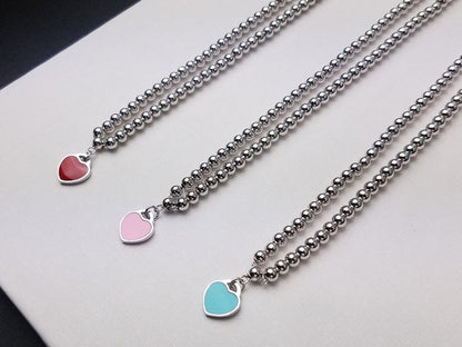 HEART PENDANT SILVER BALL CHAIN NECKLACE