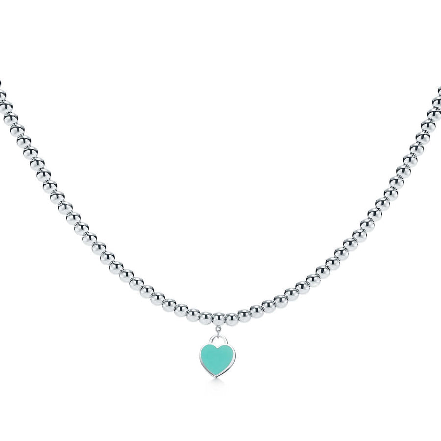 HEART PENDANT SILVER BALL CHAIN NECKLACE