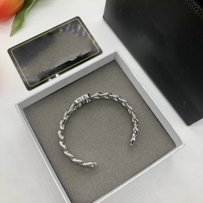 DOUBLE C SILVER CUFF BRACELET