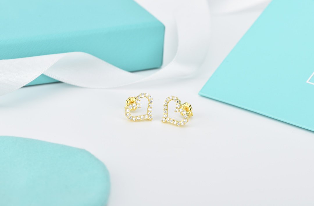 OPEN HEART STUD DIAMOND EARRINGS