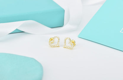 OPEN HEART STUD DIAMOND EARRINGS