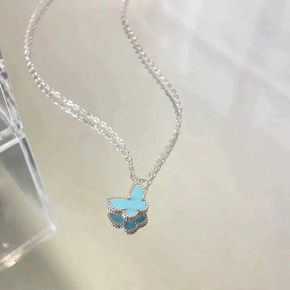 BUTTERFLY PENDANT SILVER TURQUOISE NECKLACE