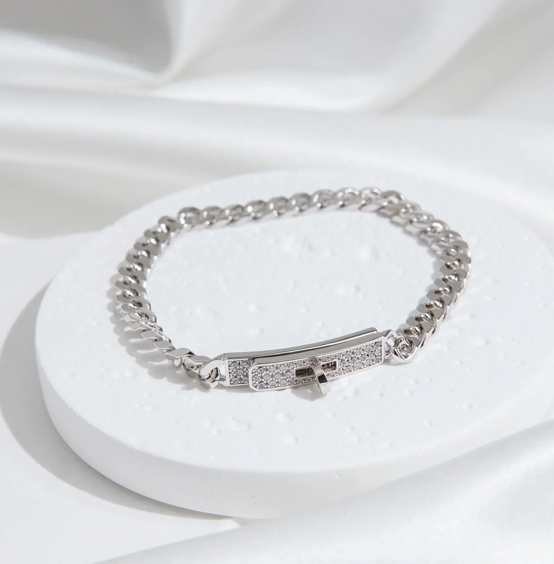 KELLY CHAIN SILVER DIAMOND BRACELET