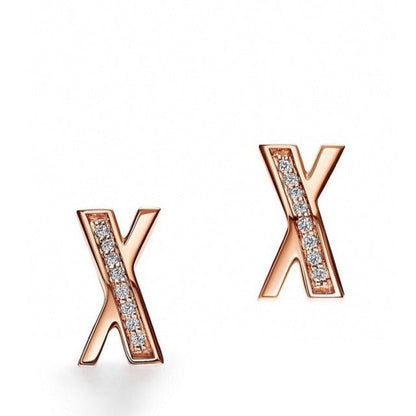 X EARRINGS ROSE GOLD DIAMONDS