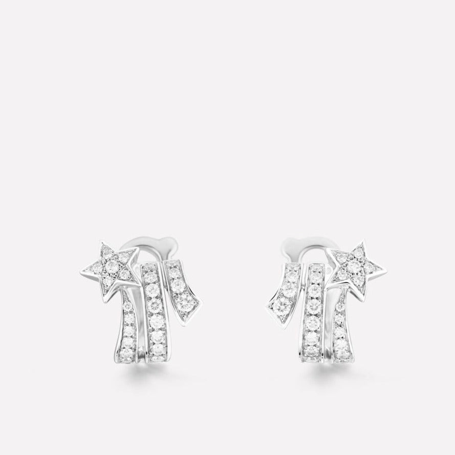 STAR DOUBLE ROW DIAMOND SILVER EARRINGS