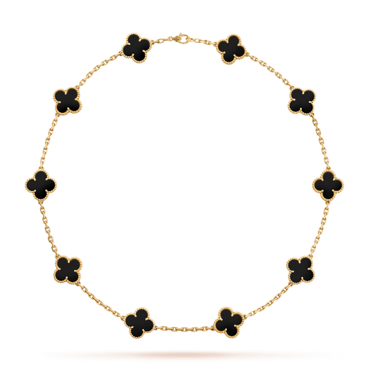 VINTAGE ONYX NECKLACE 10 MOTIFS GOLD