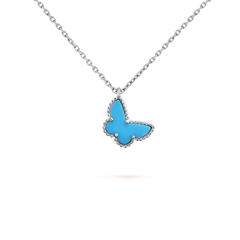 BUTTERFLY PENDANT SILVER TURQUOISE NECKLACE