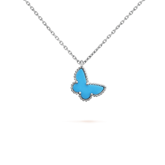 BUTTERFLY PENDANT SILVER TURQUOISE NECKLACE