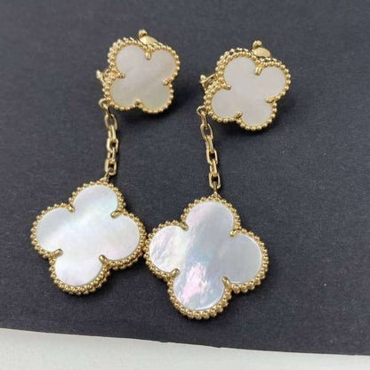 CLOVER WHITE MOP EARRINGS 2 MOTIFS