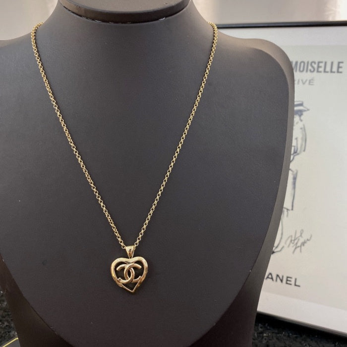 DOUBLE C HEART GOLD NECKLACE