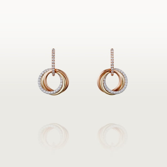 TRINITY EARRINGS GOLD SILVER PINK GOLD DIAMONDS