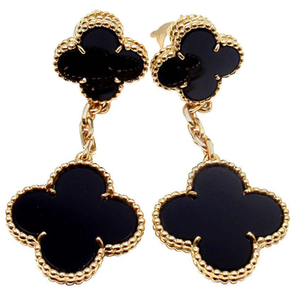 CLOVER 2 MOTIFS GOLD EARRINGS