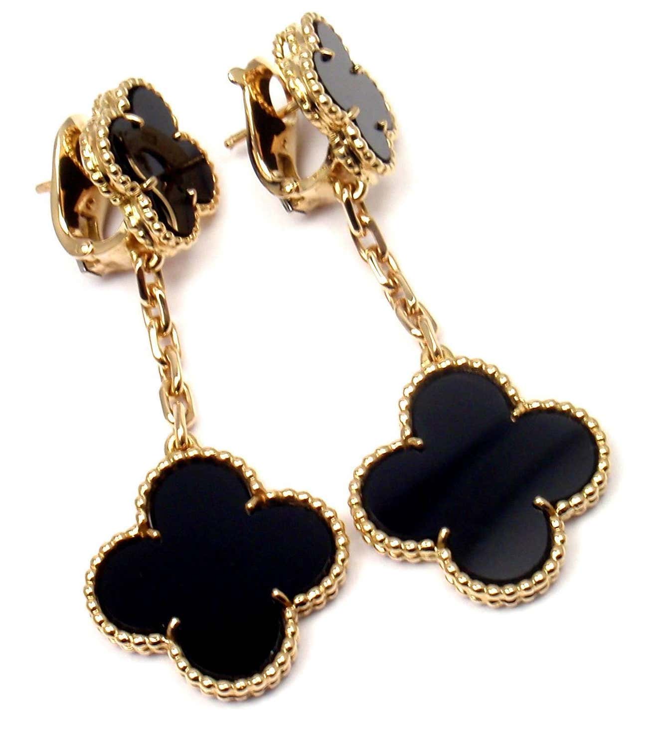 CLOVER 2 MOTIFS GOLD EARRINGS