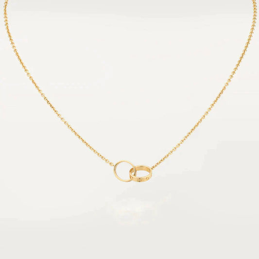 LOVE NECKLACE DOUBLE RING GOLD