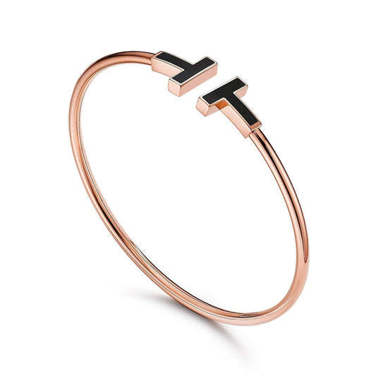 T BRACELET 1.8MM ONYX PINK GOLD