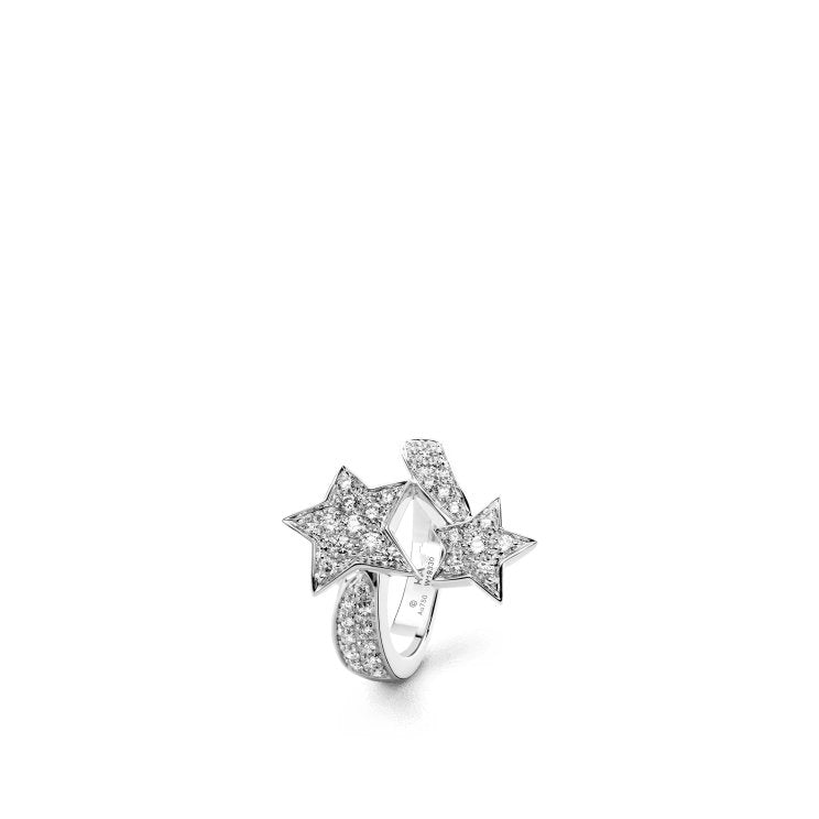 COMETE DIAMOND DOUBLE STAR SILVER RING