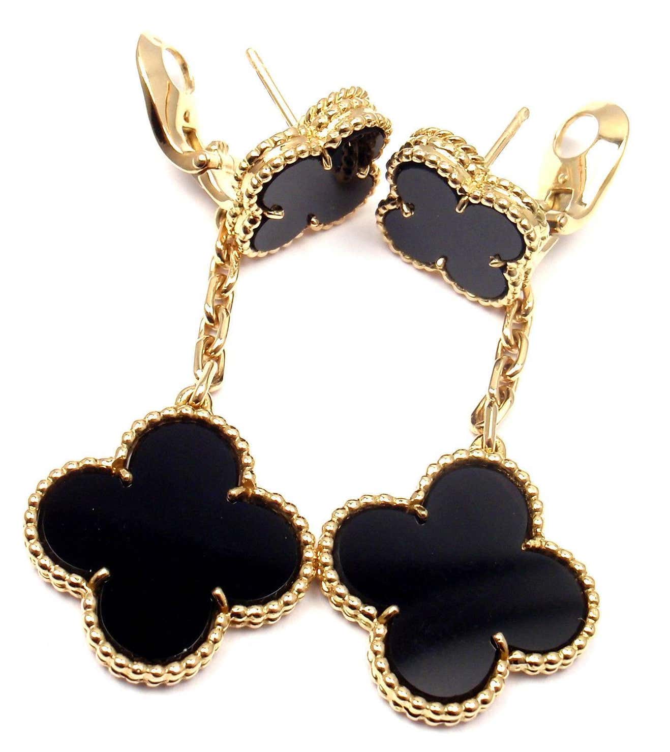 CLOVER 2 MOTIFS GOLD EARRINGS