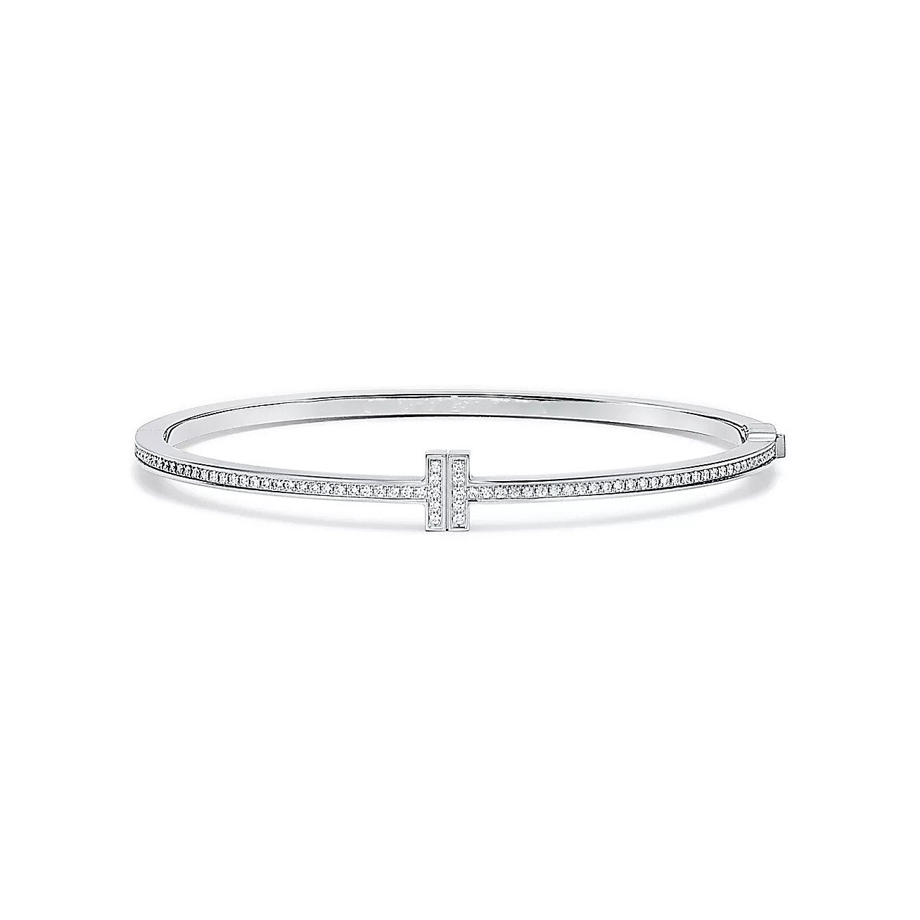 T BRACELET SILVER DIAMOND PAVED