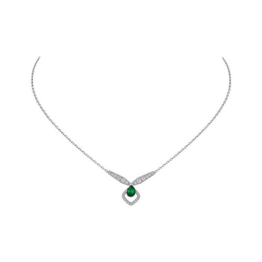 JOSEPHINE MALACHITE SILVER DIAMOND NECKLACE