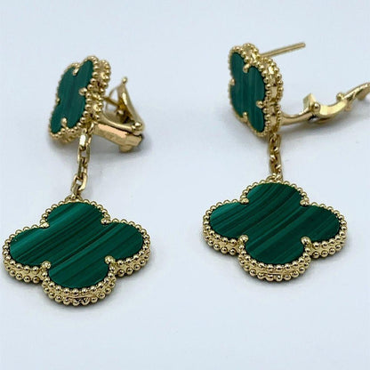 CLOVER 2 MOTIFS GOLD EARRINGS