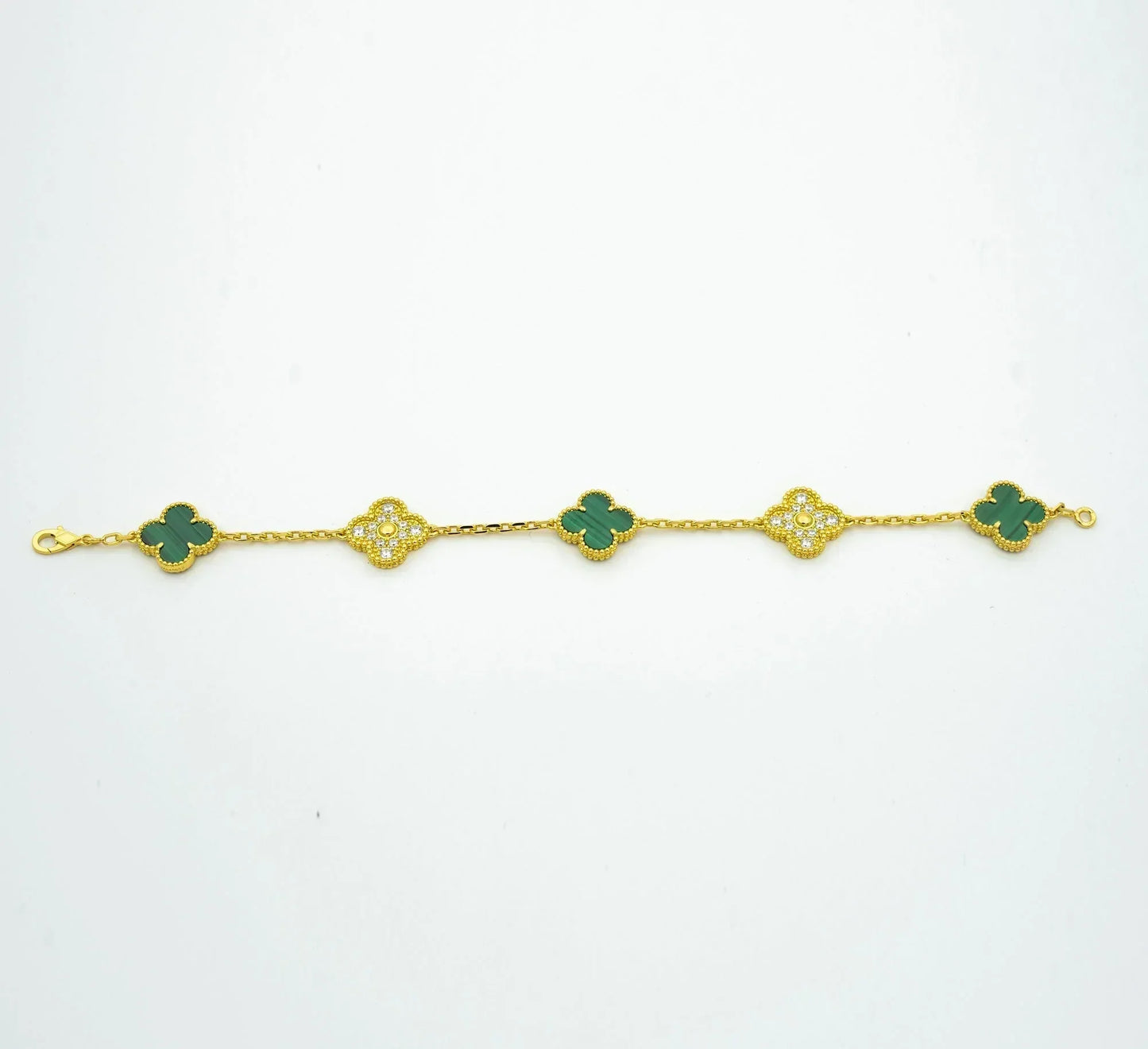 CLOVER MALACHITE DIAMOND BRACELET 5 MOTIFS