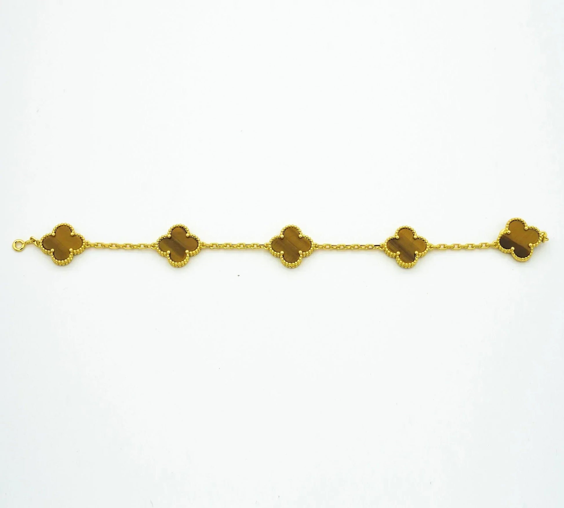 CLOVER BRACELET 5 MOTIFS TIGER EYE