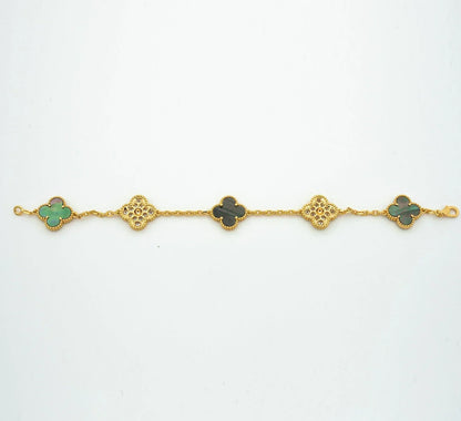 CLOVER BRACELET 5 MOTIFS MOP AND DIAMOND