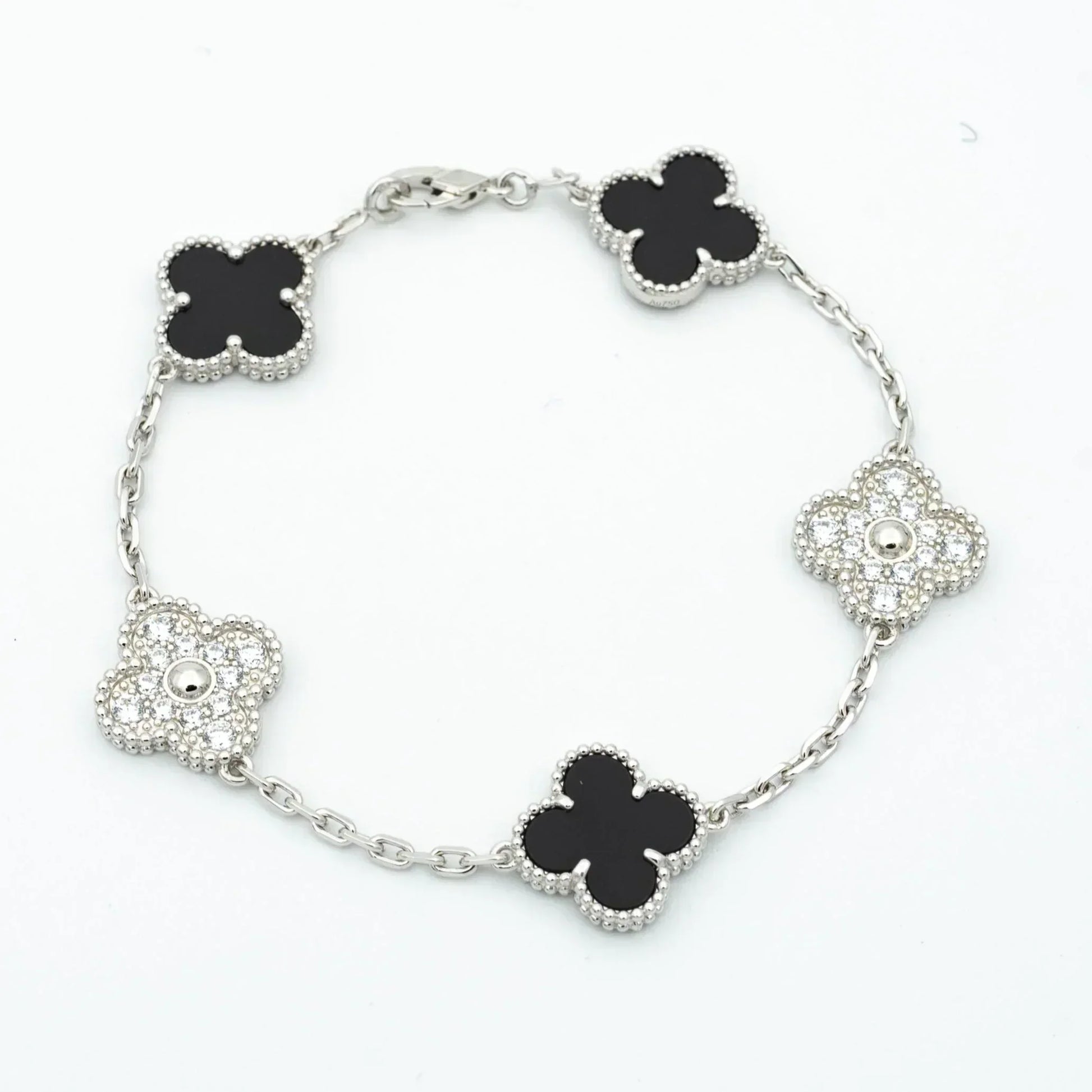 CLOVER BRACELET 5 MOTIFS ONYXS DIAMOND