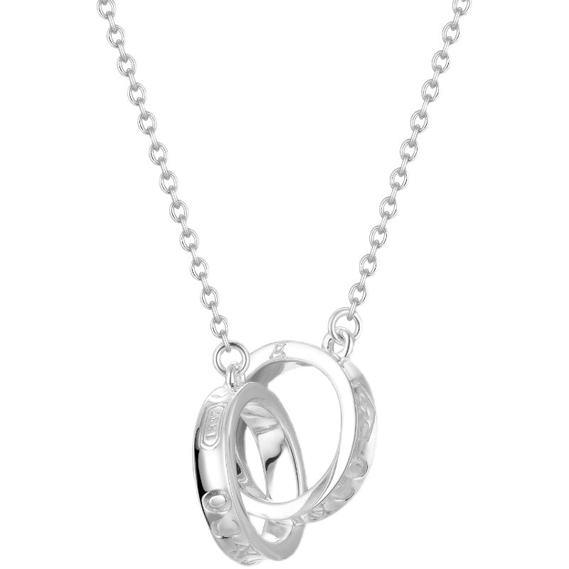 NECKLACE FEMALE DOUBLE RING DOUBLE CIRCLE COUPLE PENDANT