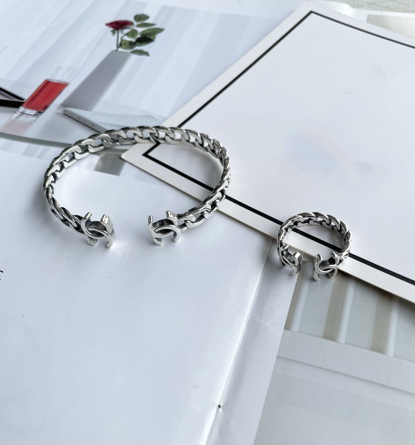 DOUBLE CC SILVER BRACELET